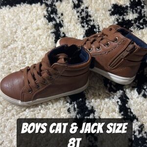 Cat & Jack Boys Brown High-Top Sneakers with Zipper